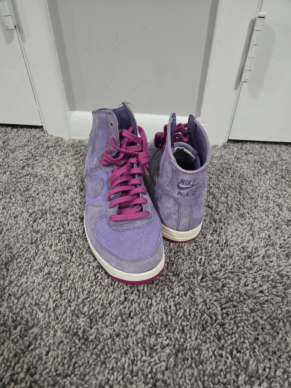 Nike Women's Lavender High-Top Sneakers with Pink Laces
